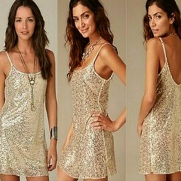 free people gold sequin dress